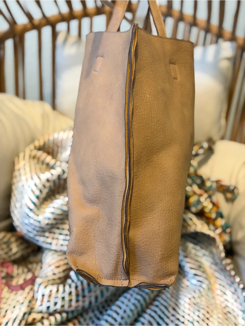 Free People Slouchy Vegan Tote Bag NWT Beige Tan
